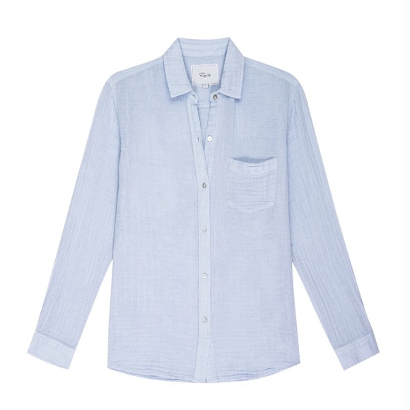 Rails Cotton Gauze Ellis Blue Bluebell Button Down Shirt Long Sleeve - Picture 2 of 10